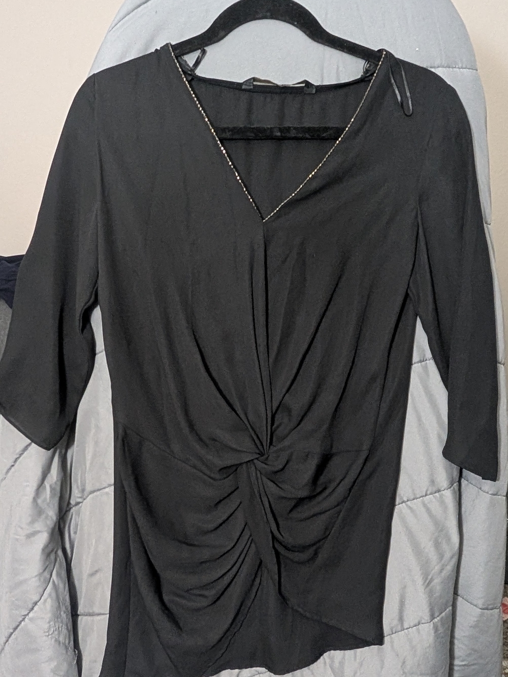 Zara Basic Black Top with Subtle Trim